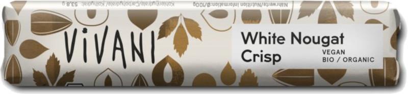 Chocoladereep White Nougat Crisp met biologische Rijstdrank Vivani 18x35g