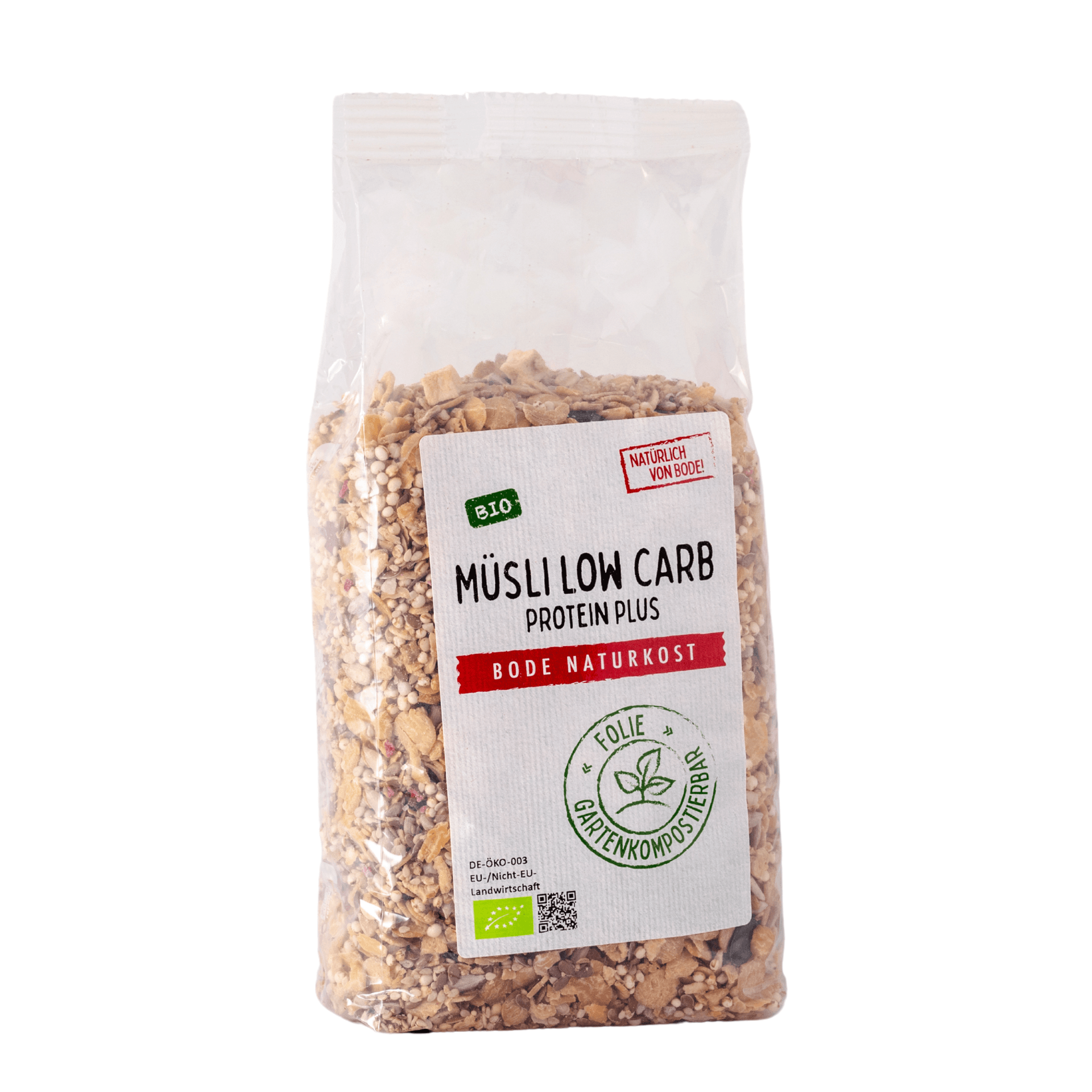 Muesli Low Carb Protein plus bio, composteerbare tas 6x500g