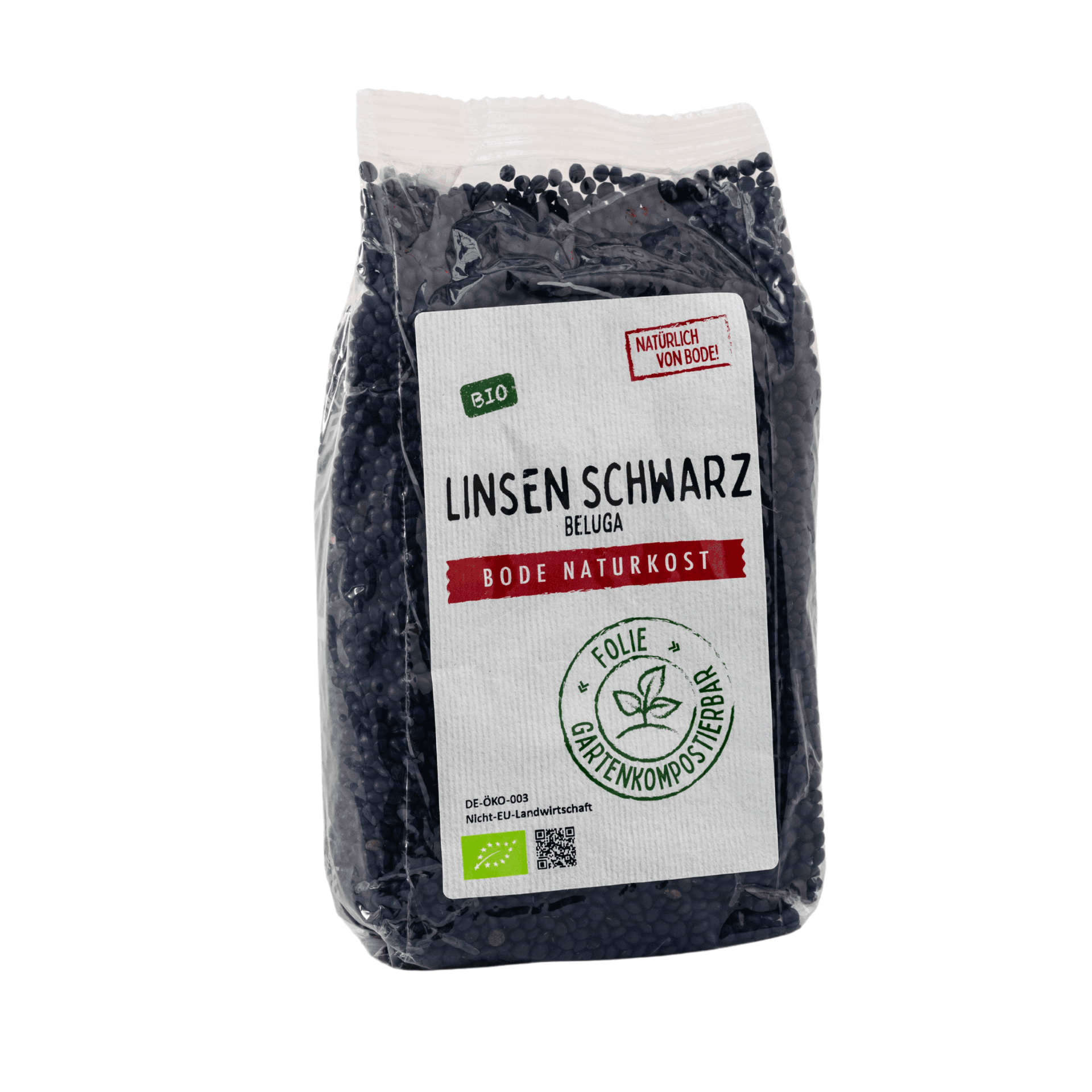 Biologische zwarte Beluga linzen, composteerbare zak 6x500g