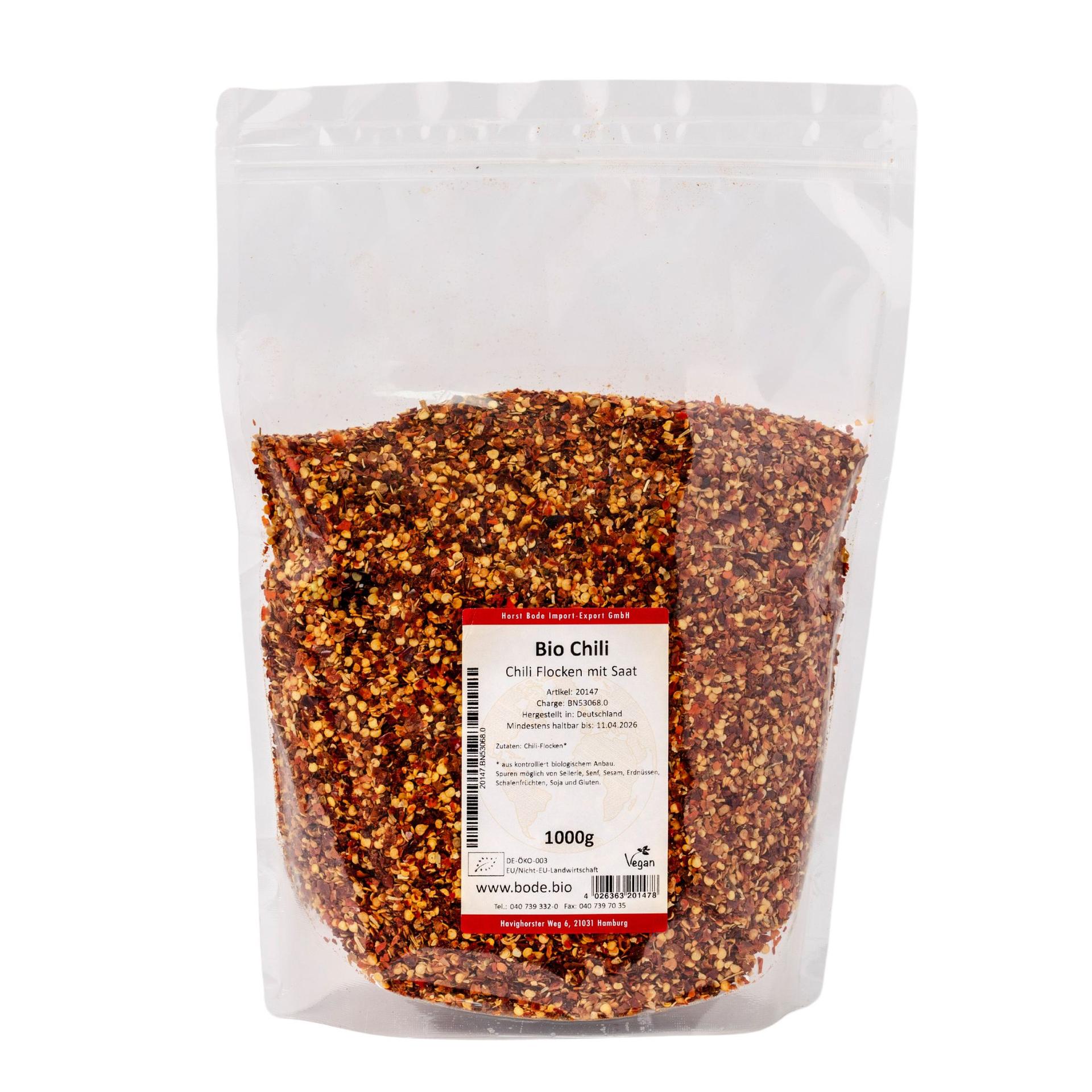 Chili gemalen met Zaad bio 1kg