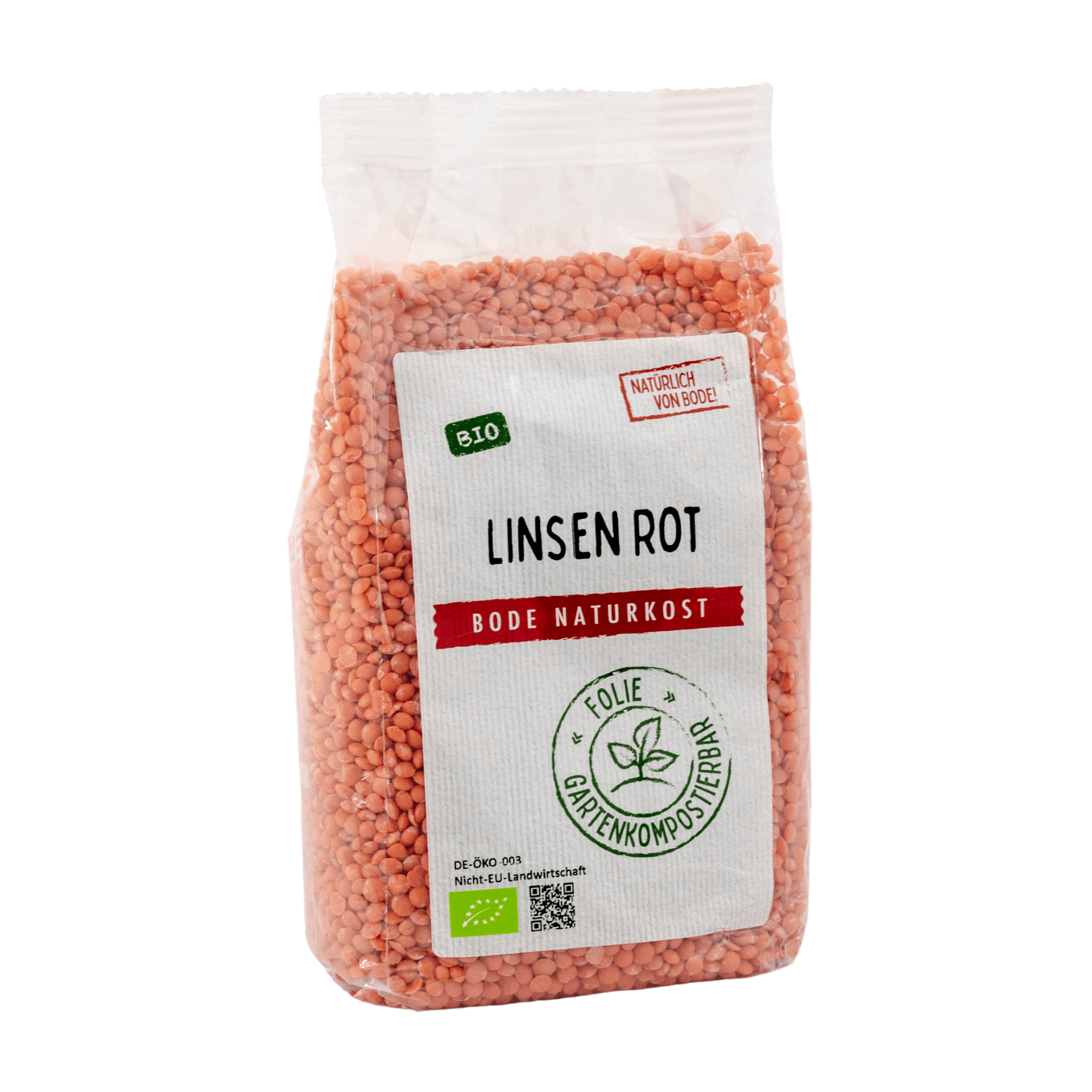 Bio rode linzen, tuincomposteerbare zak 6x500g