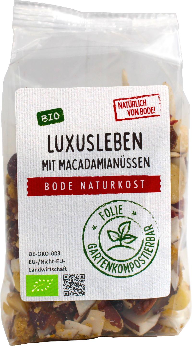 Luxueus Leven - Macadamia Mix Biologisch - zonder rozijnen - tuincomposteerbare zak 6x175g