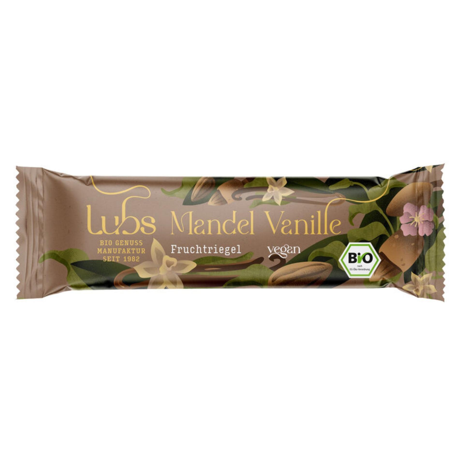 Biologische vruchtenreep met amandel en vanille, glutenvrij Lubs 24x40g