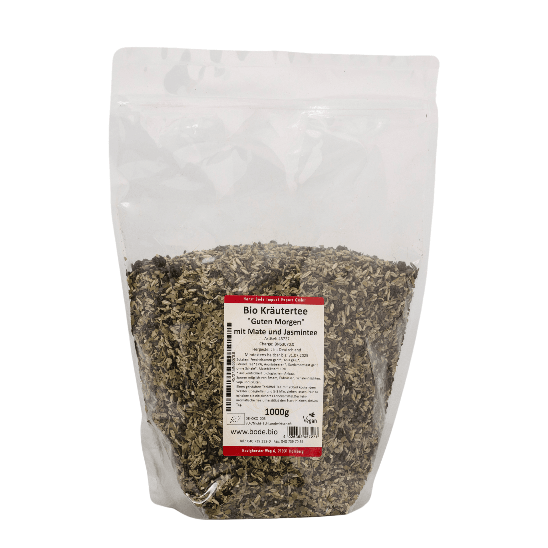 Biologische kruidenthee "Goede Morgen" met Mate- en jasmijnthee 1kg