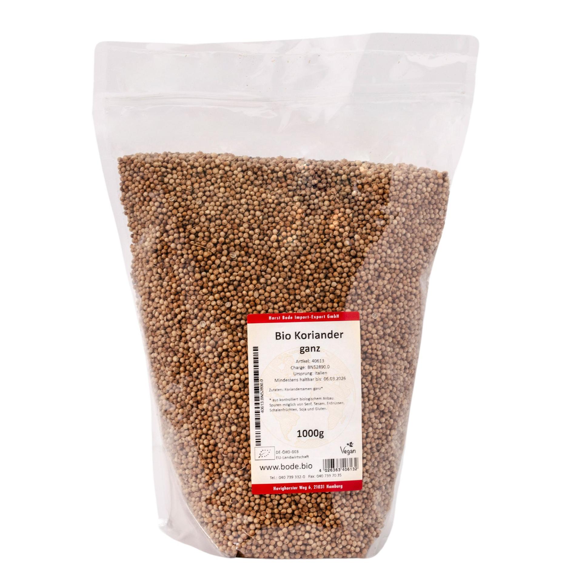 Biologische gehele koriander 1kg