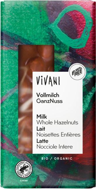 Tafelchocolade melkchocolade GanzNuss Biologisch Vivani 10x100g