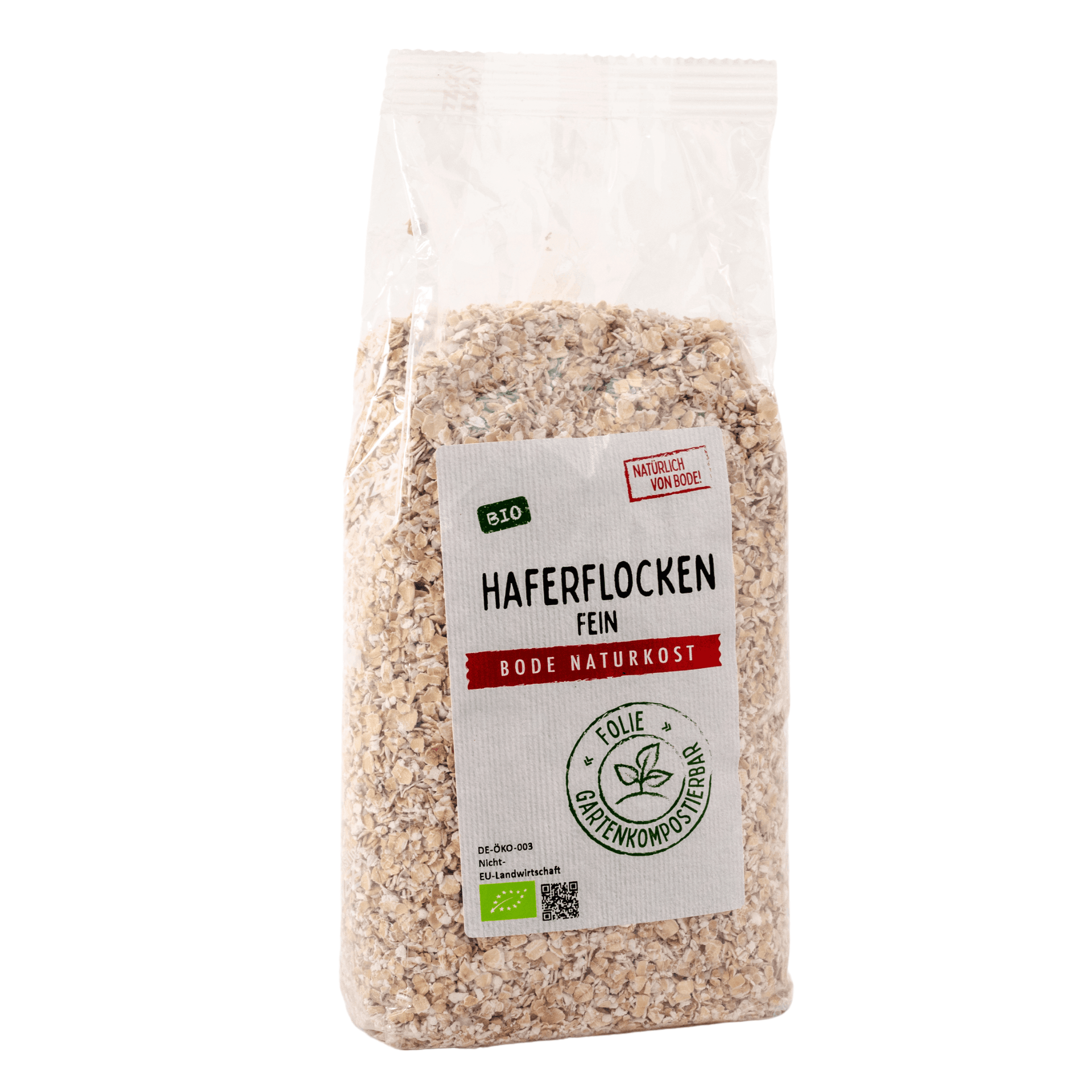 Fijne biologische havervlokken, composteerbare zak 6x500g