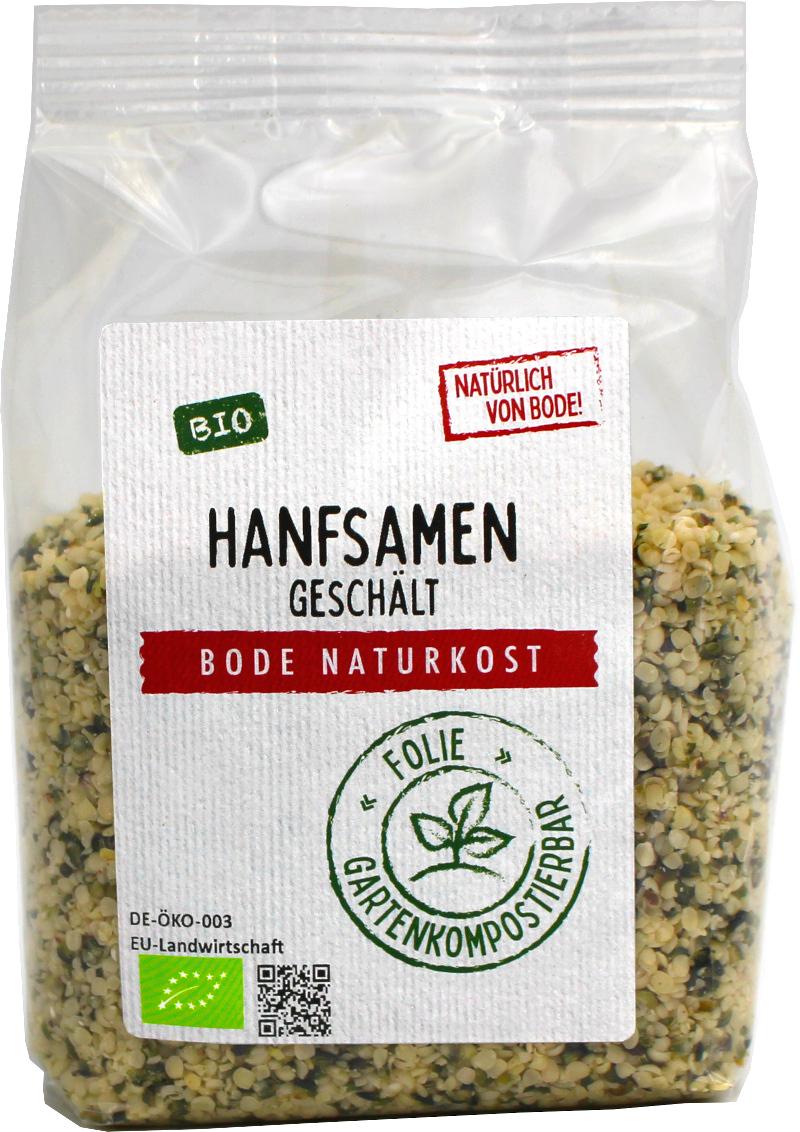 Biologische geschilde hennepzaadjes, tuincomposteerbare zak 6x200g