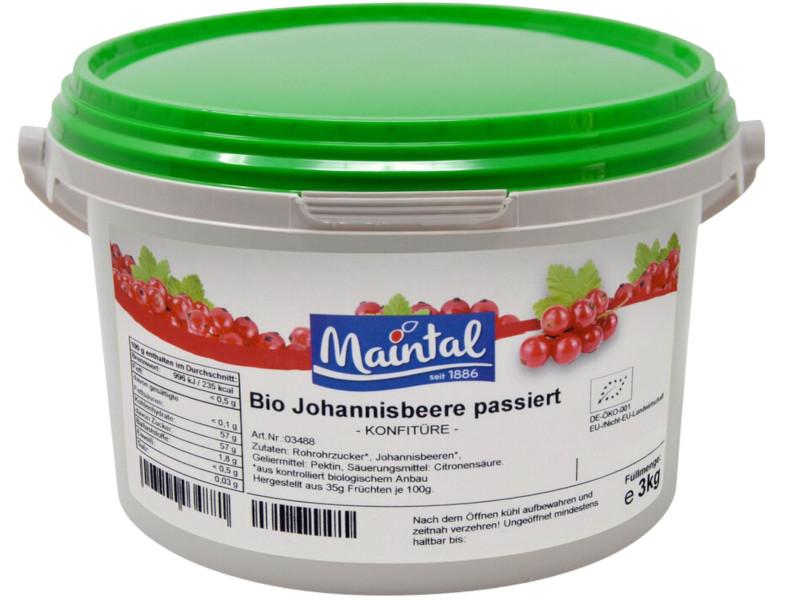 Fijn gezeefde biologische rode bes jam Maintal 3kg met Duitse biologische suiker