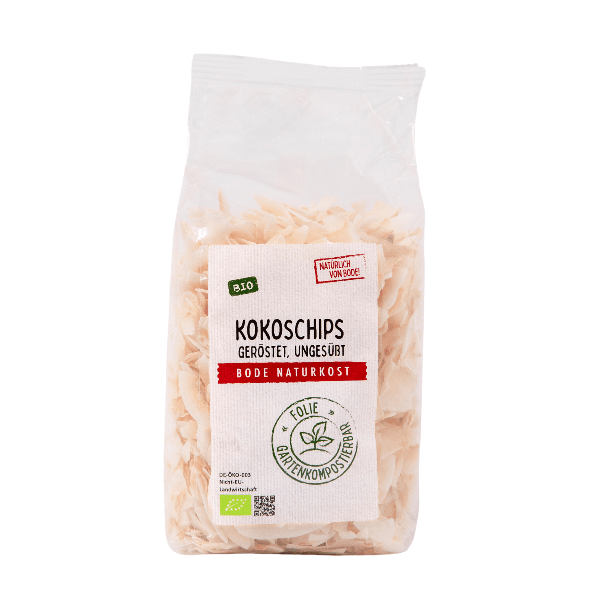 Gerosterde ongezoete kokoschips bio, tuincomposteerbare zak 6x250g