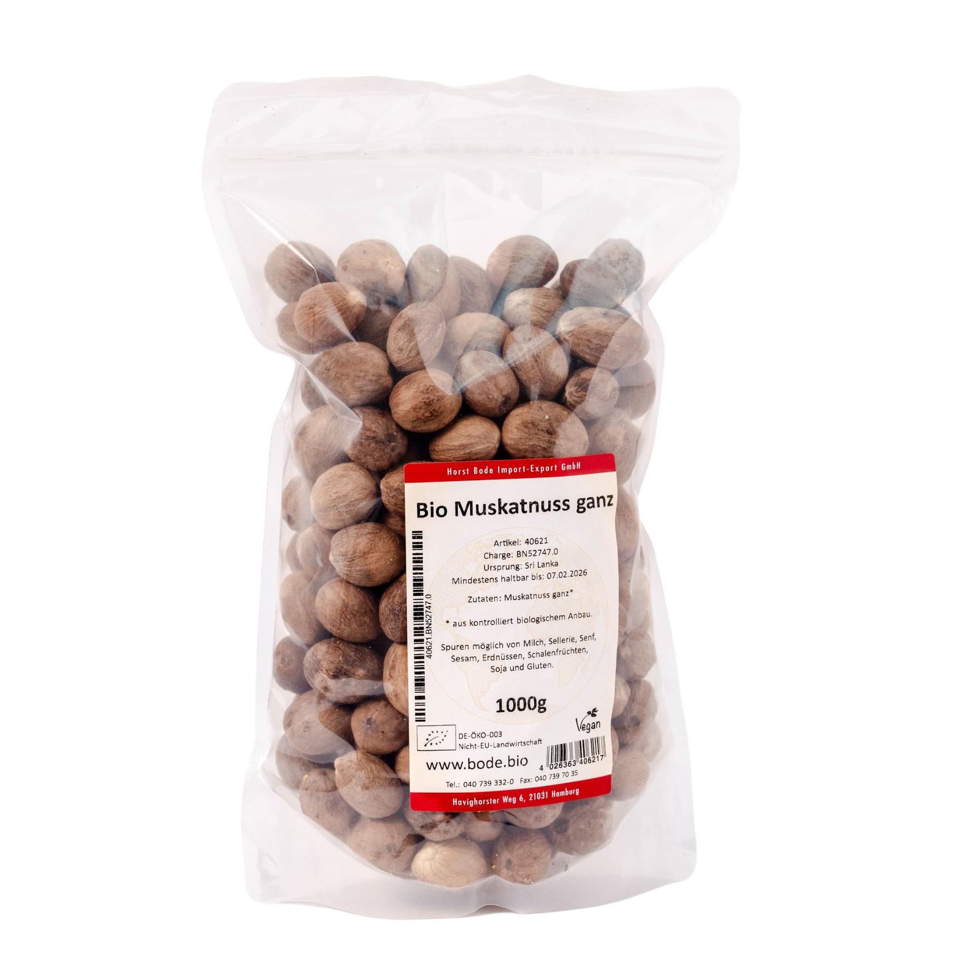 Biologische gehele nootmuskaat 1kg