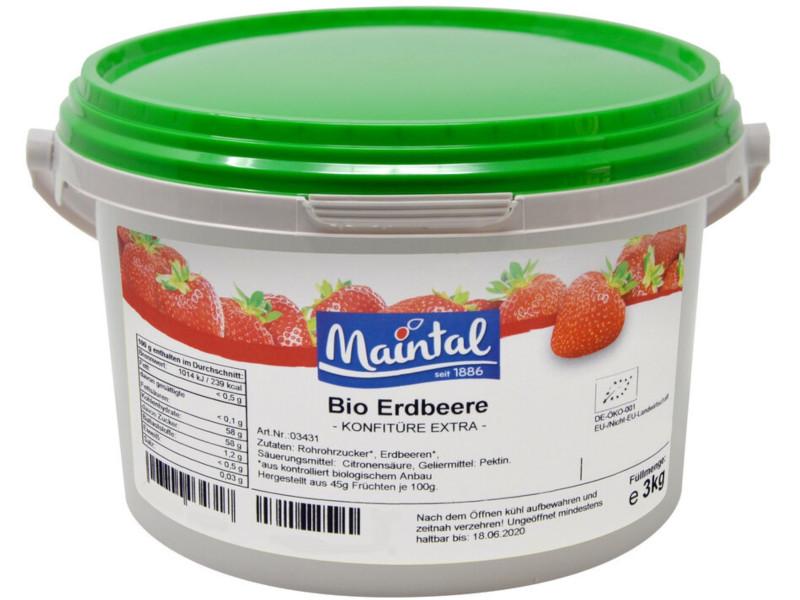 Biologische aardbeienjam Maintal 3kg met Duitse biologische suiker