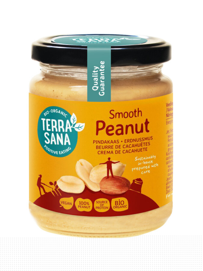 Bio fijn pindakaas 100% pinda 6x250g | Nu Terrasana - gelijke kwaliteit